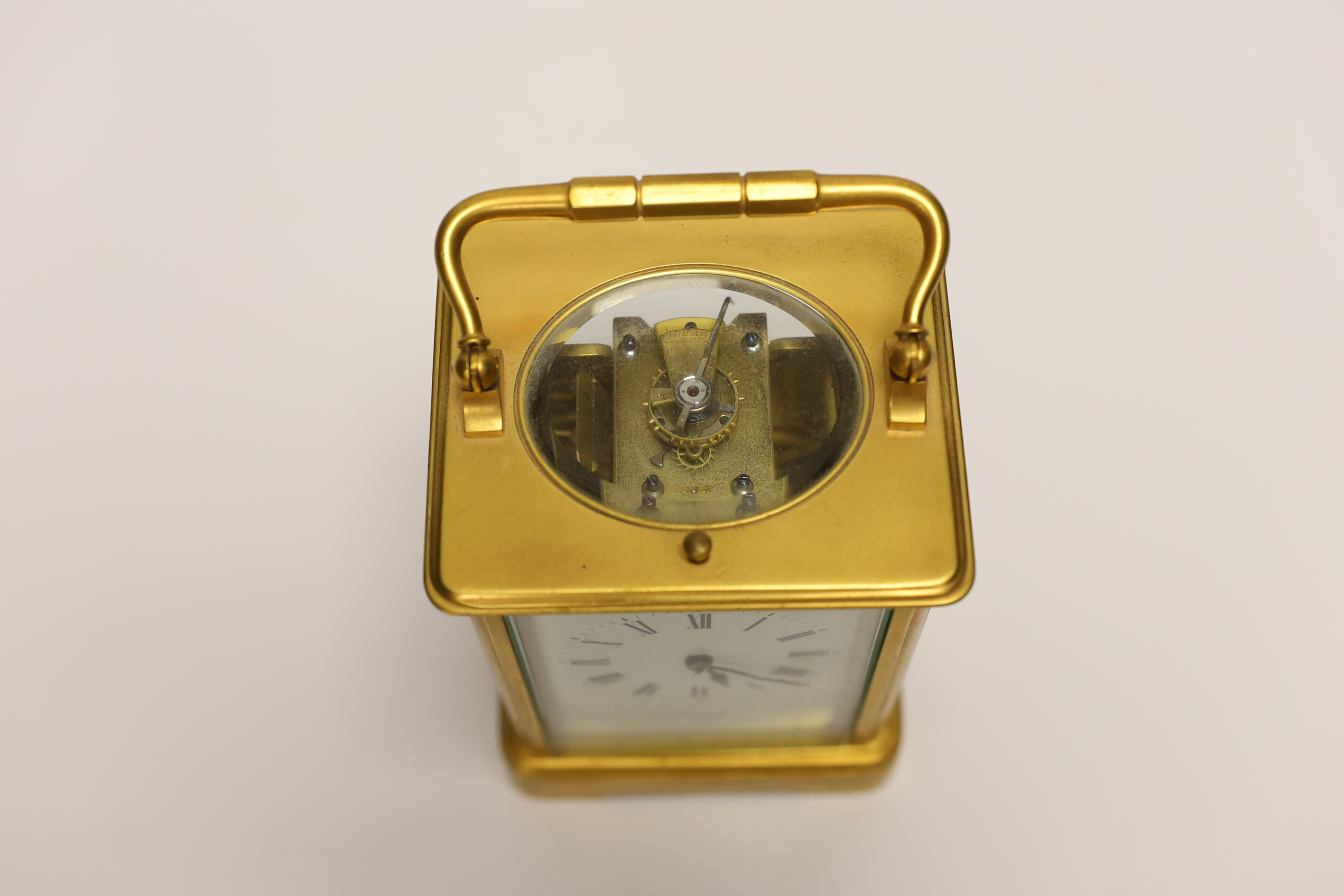 A gilt brass carriage clock with repeater, the dial inscribed Edward & Sons Glasgow, 18cm high